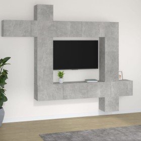 Set de muebles de TV 9 pzas madera contrachapada gris hormigón en Muebles TV | Comprar online en Foro24