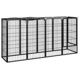 Jaula perros 10 paneles acero recubierto polvo negro 50x100cm en Casetas y cercados para perros | Comprar online en Foro24