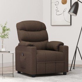 Sillón reclinable eléctrico tela marrón oscuro en Sillones | Comprar online en Foro24