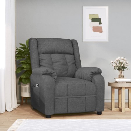 Sillón reclinable eléctrico de tela gris oscuro