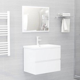 Juego de muebles de baño madera de ingeniería blanco brillo Juego de muebles de baño madera de ingeniería blanco brillo