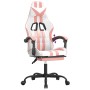 Silla gaming con reposapiés cuero sintético blanco y rosa