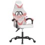 Silla gaming cuero sintético blanco y rosa