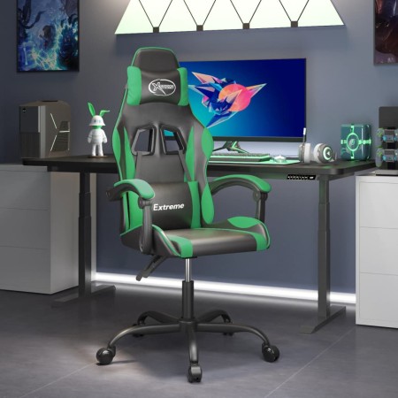 Silla gaming cuero sintético negro y verde