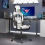 Silla gaming con reposapiés cuero sintético blanco negro en Sillas gaming | Comprar online en Foro24