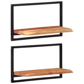 Wandregale 2 Einheiten aus massivem Akazienholz 60x25x35 cm von vidaXL, Regale und Regale - Ref: Foro24-338459, Preis: 62,92 ...