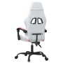 Silla gaming cuero sintético blanco y rosa