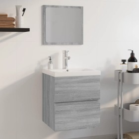 Set de muebles de baño madera contrachapada gris Sonoma