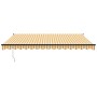 Toldo retráctil aluminio y tela amarillo y blanco 4x3 m
