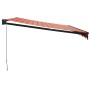 Toldo retráctil aluminio y tela naranja y marrón 4x3 m