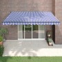 Toldo retráctil automático azul y blanco 4,5x3 m