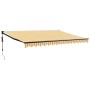 Toldo retráctil automático amarillo y blanco 4,5x3 m