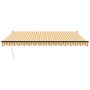 Toldo retráctil automático amarillo y blanco 4,5x3 m