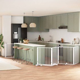 Puerta de perros plegable 10 paneles madera álamo blanca 800 cm en Casetas y cercados para perros | Comprar online en Foro24