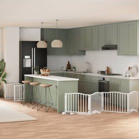 Puerta de perros plegable 10 paneles madera álamo blanca 800 cm en Casetas y cercados para perros | Comprar online en Foro24