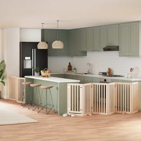 Puerta para perros plegable 9 paneles madera de álamo 450 cm