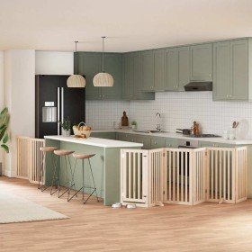 Puerta para perros plegable 9 paneles madera de álamo 450 cm en Casetas y cercados para perros | Comprar online en Foro24