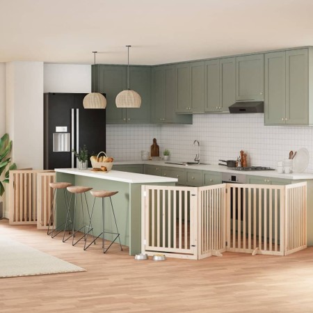 Puerta para perros plegable 10 paneles madera de álamo 800 cm