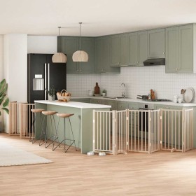 Puerta para perros plegable 12 paneles madera de álamo 600 cm