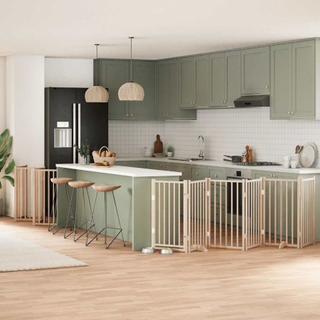 Puerta para perros plegable 12 paneles madera de álamo 600 cm