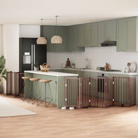 Puerta de perros plegable 15 paneles madera álamo marrón 750 cm en Casetas y cercados para perros | Comprar online en Foro24