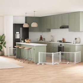 Puerta de perros plegable 12 paneles madera álamo blanca 960 cm