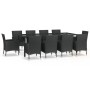 Set de comedor jardín 11 pzas con cojines ratán sintético negro