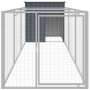 Caseta perros con corral acero galvanizado gris 110x405x110 cm