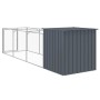 Caseta perros con corral acero galvanizado gris 110x405x110 cm