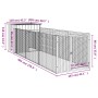 Caseta perros con corral acero galvanizado gris 110x405x110 cm