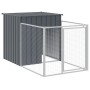 Caseta perros con corral acero galvanizado gris 110x813x110 cm