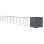 Caseta perros con corral acero galvanizado gris 110x1017x110 cm