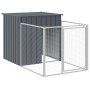 Caseta perros con corral acero galvanizado gris 110x1221x110 cm