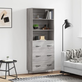 Aparador alto madera contrachapada gris sonoma 69,5x34x180 cm
