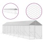 Perrera de exterior con toldo acero galvanizado plata 2x14x2,5m