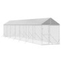 Perrera de exterior con toldo acero galvanizado plata 2x14x2,5m