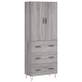 Aparador alto madera contrachapada gris sonoma 69,5x34x180 cm