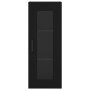 Aparador de madera contrachapada negro 34,5x34x180 cm