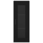 Aparador de madera contrachapada negro 34,5x34x180 cm