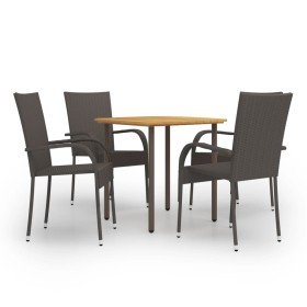 Set de muebles de comedor de jardín 5 piezas de ratán marrón Set de muebles de comedor de jardín 5 piezas de ratán marrón