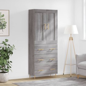 Aparador alto madera contrachapada gris sonoma 69,5x34x180 cm