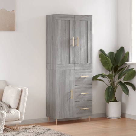 Aparador alto madera contrachapada gris sonoma 69,5x34x180 cm