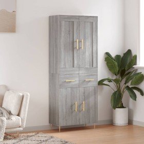 Aparador alto madera contrachapada gris sonoma 69,5x34x180 cm