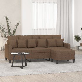 Sofá de 3 plazas con taburete de tela marrón 180 cm en Sofás | Comprar online en Foro24