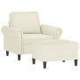 Sillón con taburete terciopelo crema 60 cm