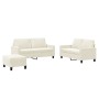 Juego de sofás con cojines 3 piezas terciopelo crema