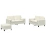Juego de sofás con cojines 3 piezas terciopelo crema