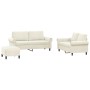 Juego de sofás con cojines 3 piezas terciopelo crema