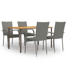 Set de muebles de comedor de jardín 5 piezas de ratán gris en Conjuntos de jardín | Comprar online en Foro24