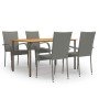 Set de muebles de comedor de jardín 5 piezas de ratán gris